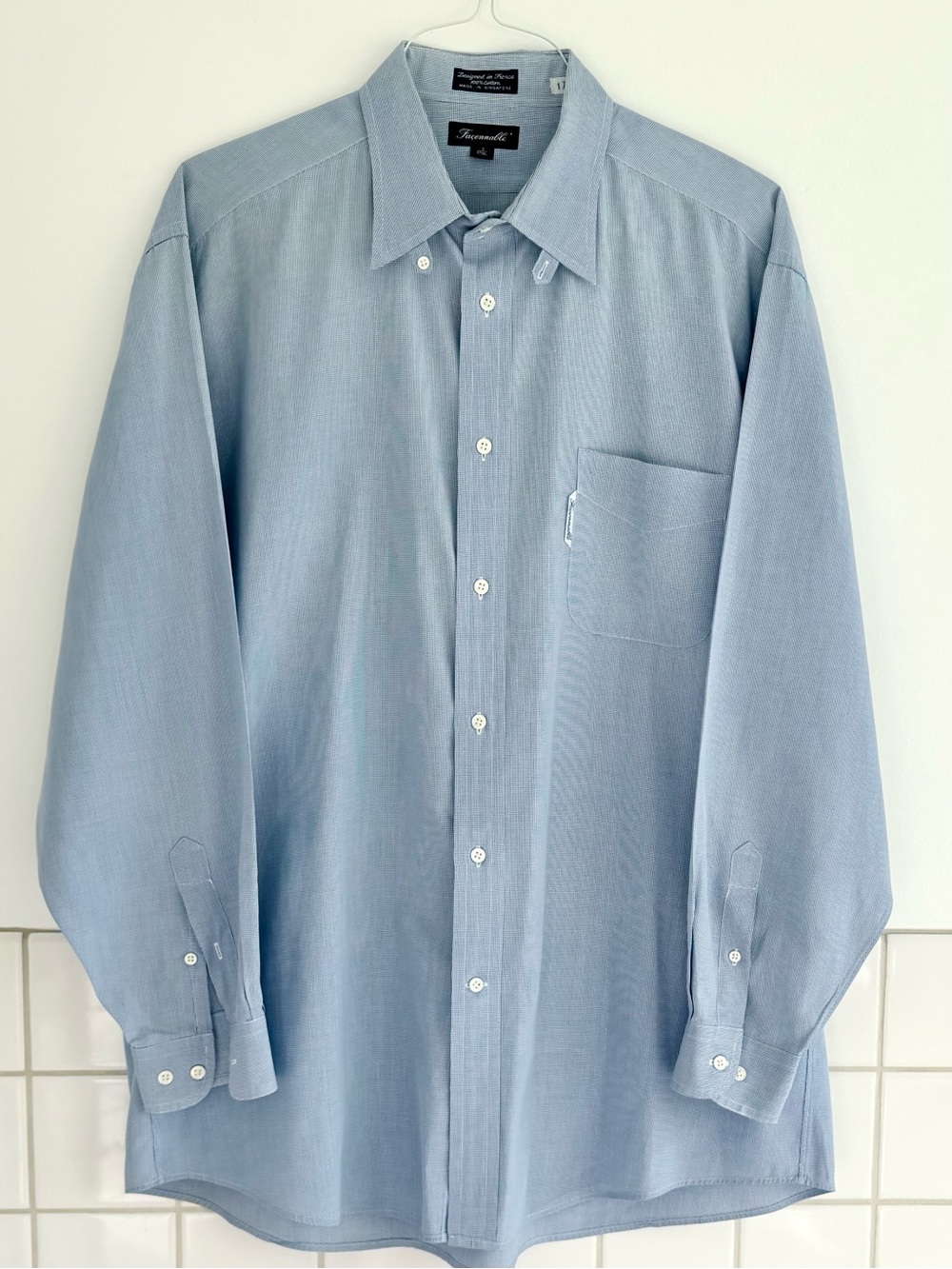 Faconnable Light Blue Men's Long-Sleeve Dress Shirt Sz: 17 1/2